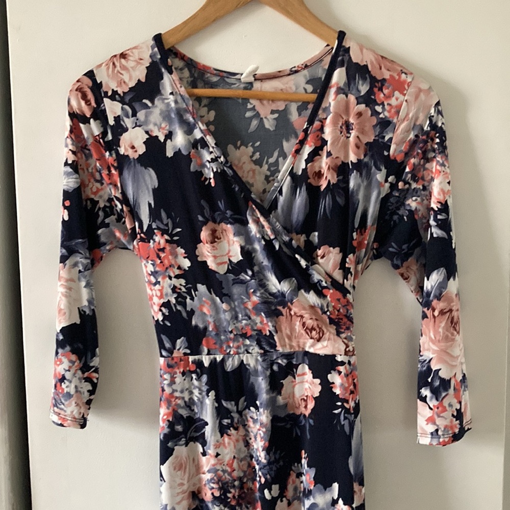 FloorLength Pink Blush Floral Dress Gem